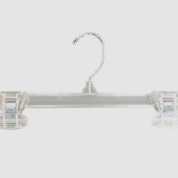25 Plastic Hangers For Pants Skirts Clear Heavy Duty 12" Pinch Grip Swiv… - Picture 2 of 2